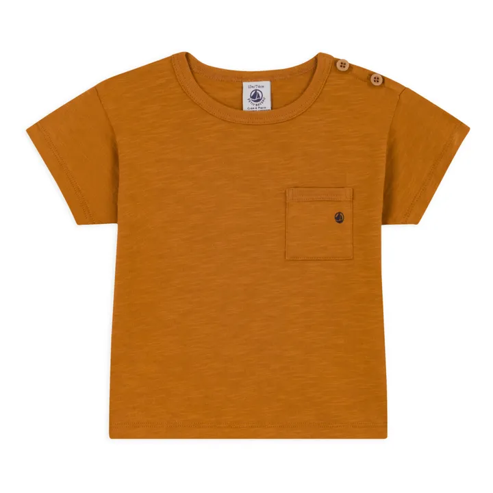 Camiseta de manga corta de punto de algodón orgánico | Naranja- Imagen del producto n°0