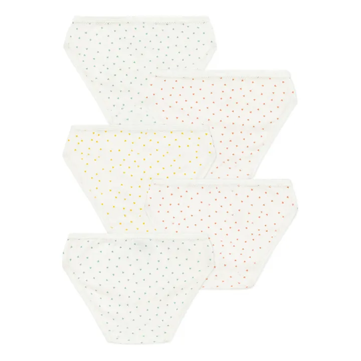 5 Small Hearts Organic Cotton Knickers - Set of 5 | Ecru- Product image n°2