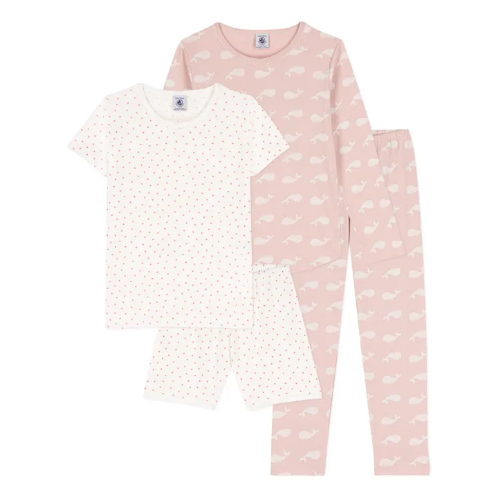 Conjunto de pijama y pijama corto de algodón orgánico | Rosa- Imagen del producto n°0