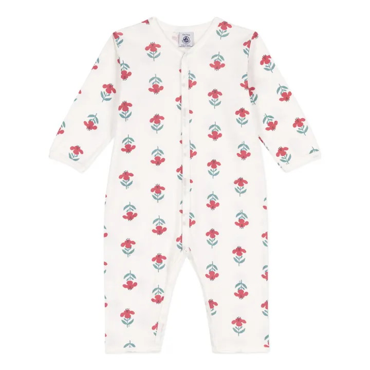 Pijama sin pies de flores de algodón ecológico Dors-Bien | Crudo- Imagen del producto n°0
