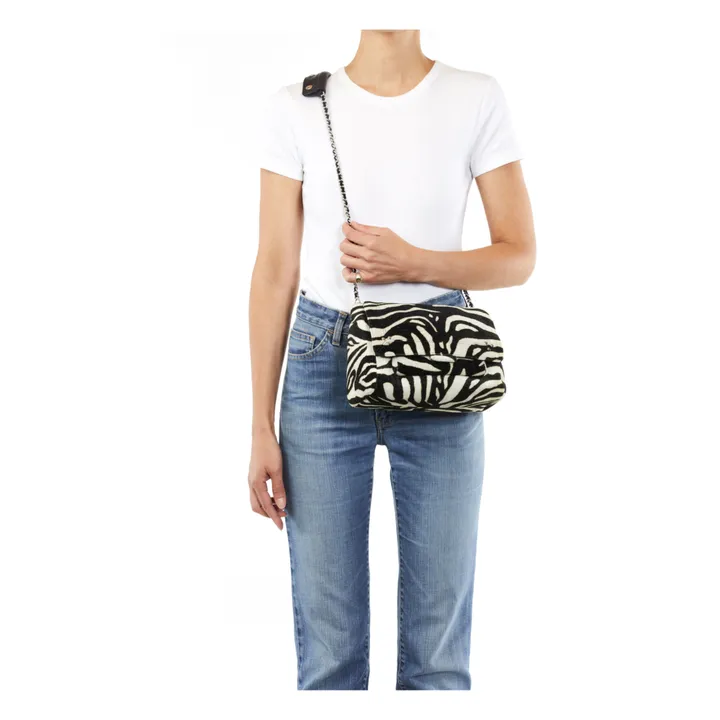 Lulu Zebra Print Handbag - M | Black- Product image n°5