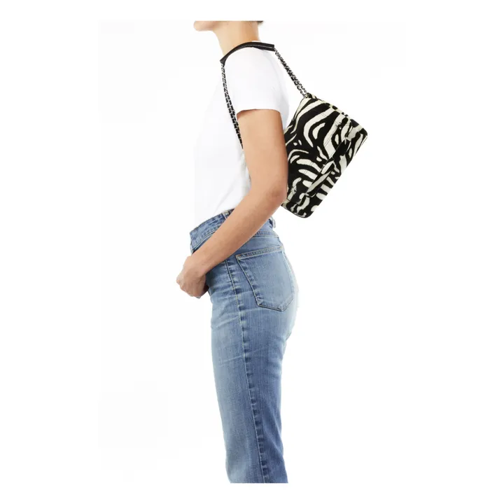 Lulu Zebra Print Handbag - M | Black- Product image n°6