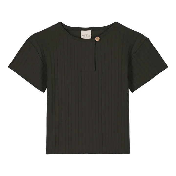 Orso Ribbed Organic Cotton T-shirt | Dark green- Product image n°0