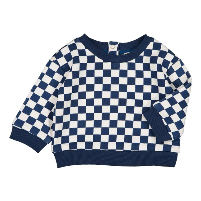 Jim Checked Sweater | Navy blue