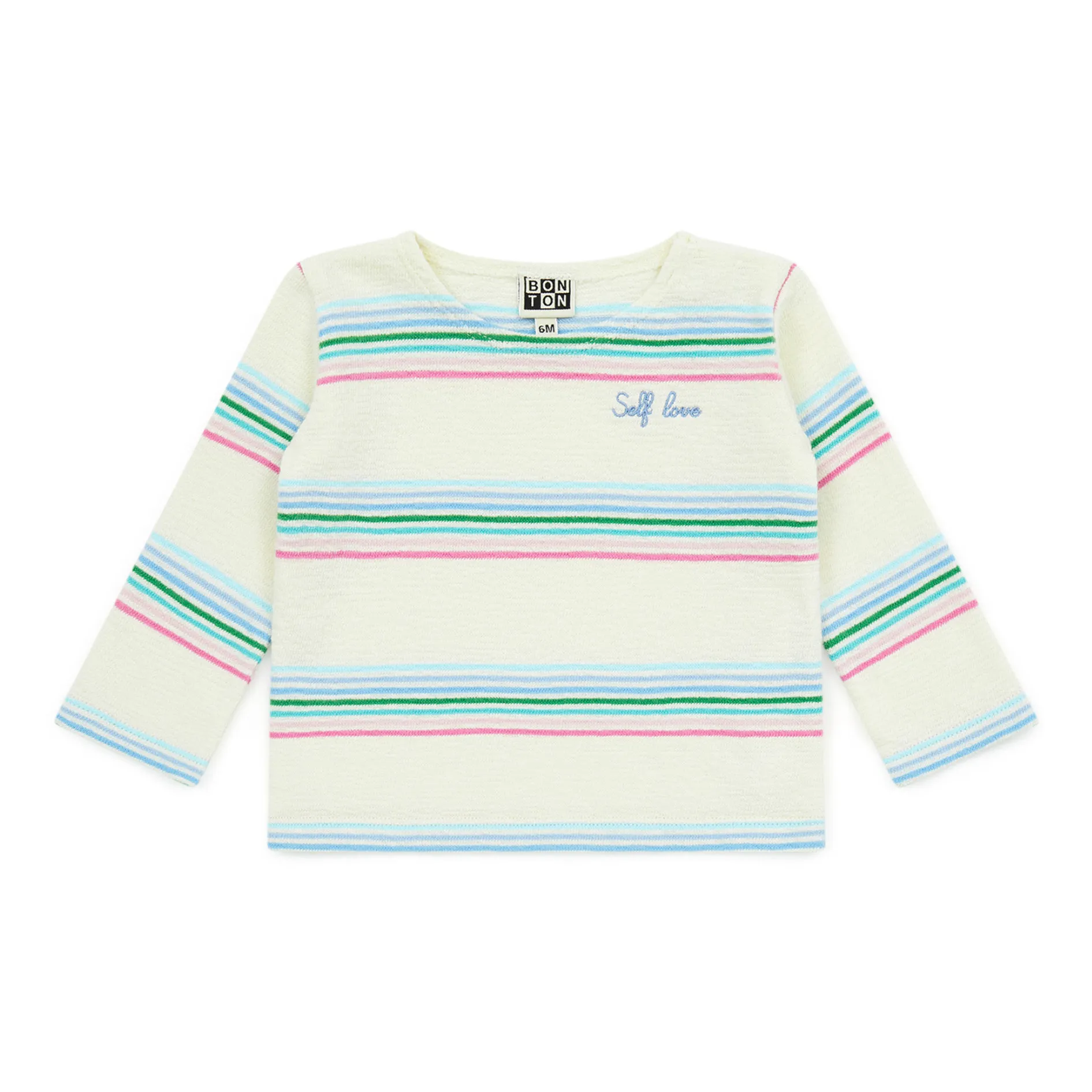 Bonton Ecru Rainbow Organic Cotton Lightweight Sweater