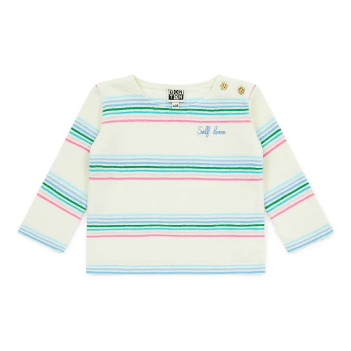 Rainbow Organic Cotton Lightweight Sweater | Ecru- Product image n°5
