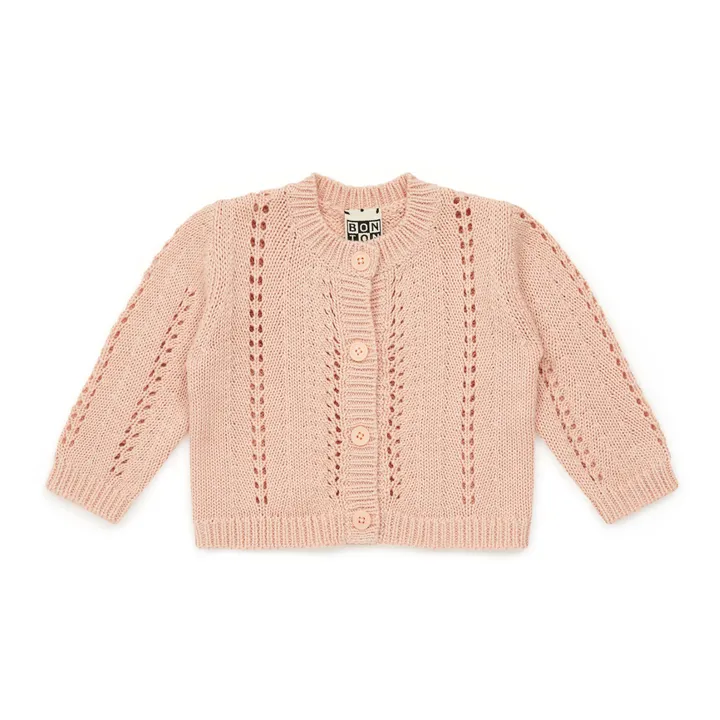 Cardigan Ajouré Tiffany | Rose pâle- Image produit n°0
