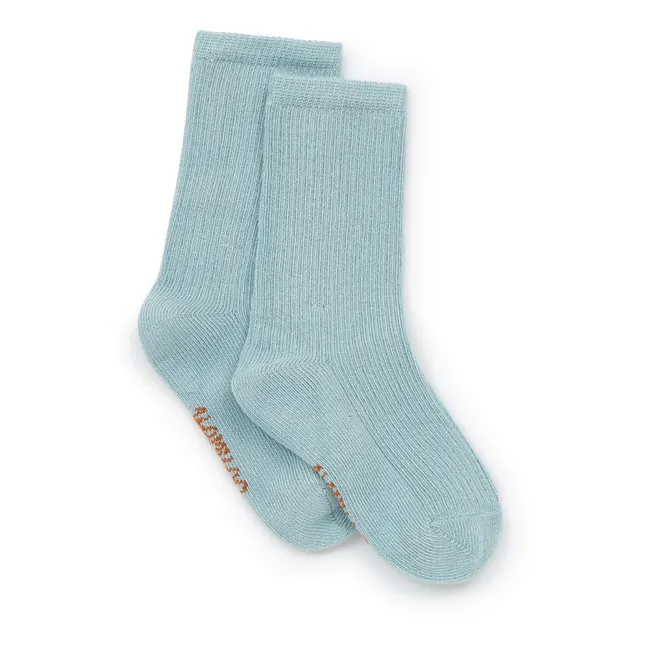 Gerippte Socken | Graublau