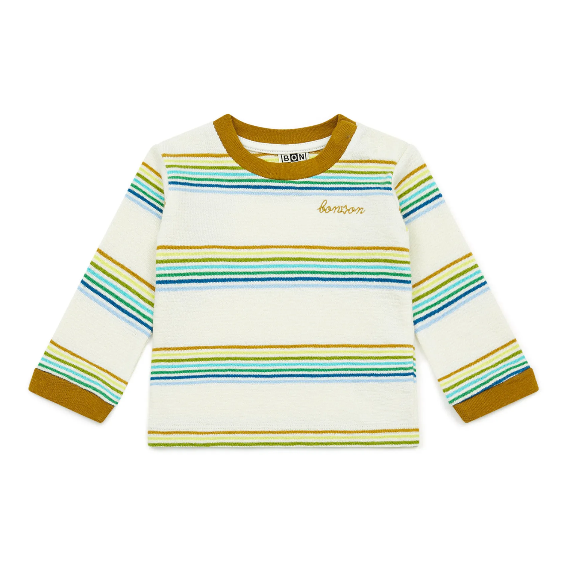 Bonton Ecru Striped Organic Cotton Lightweight Sweater