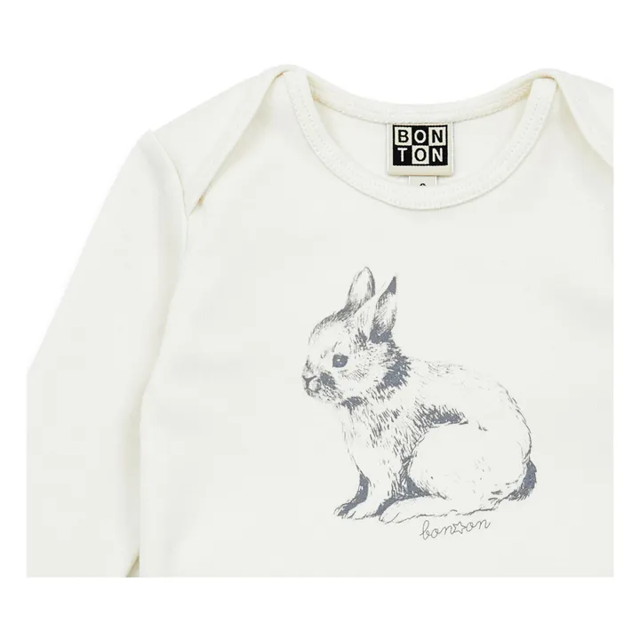Completo in cotone organico t-shirt + leggins Coniglio | Ecru- Immagine del prodotto n°1