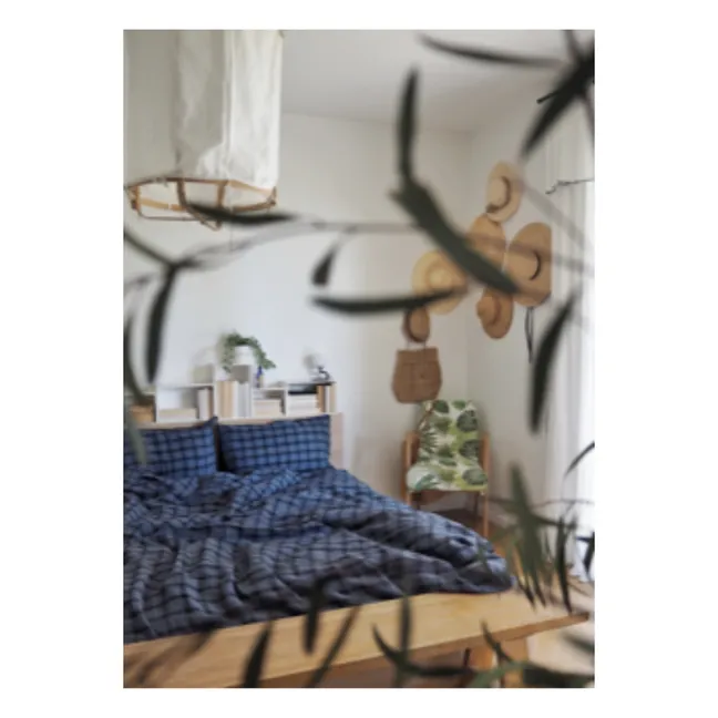 Housse de couette Highlands en lin lavé | Bleu nuit