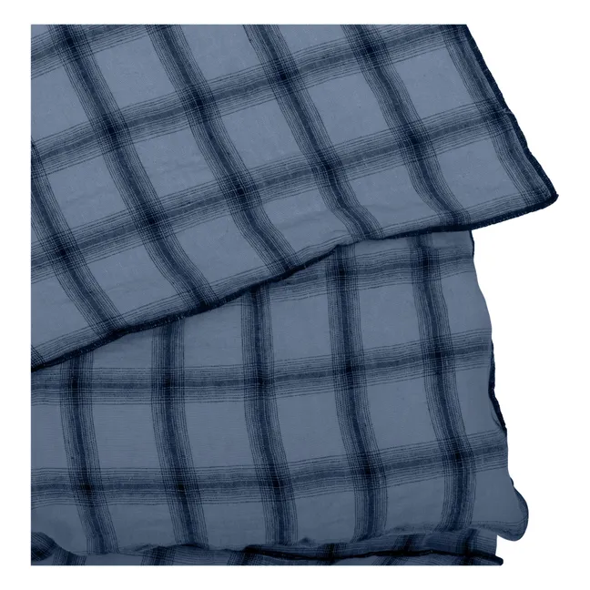 Housse de couette Highlands en lin lavé | Bleu nuit