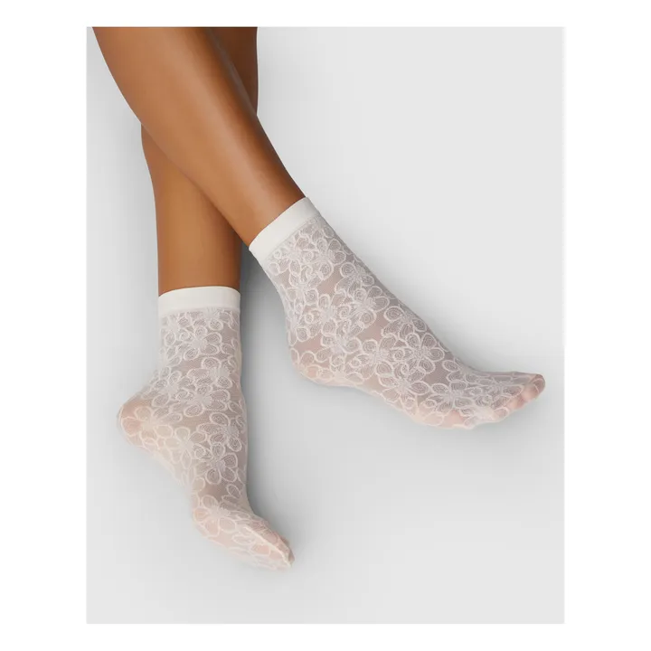 Socken Blumen Maja | Elfenbeinfarben- Produktbild Nr. 1