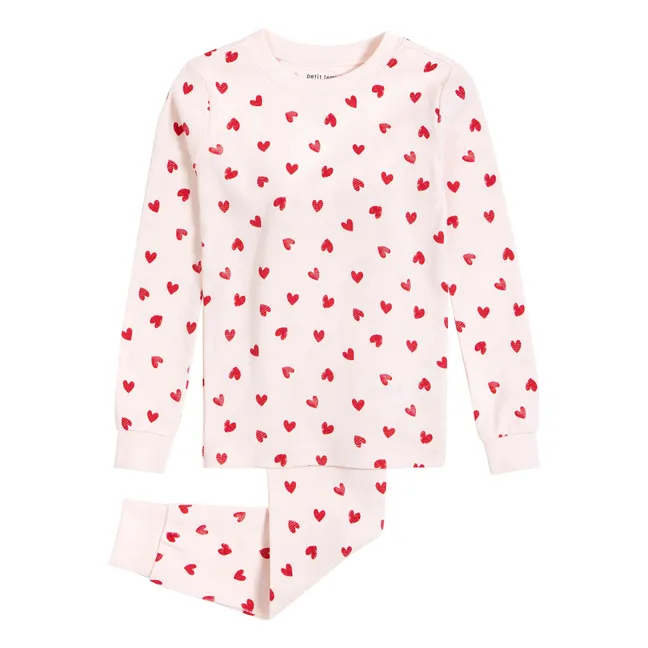 Pyjama Coton Bio Cœurs | Rose