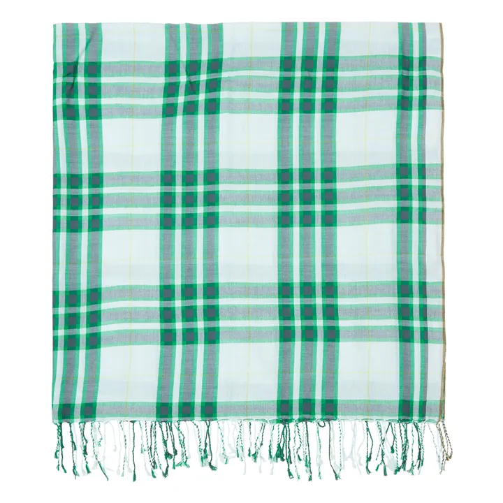 Sedra Checked Wool and Cotton Scarf - Women's Collection | Green- Product image n°0