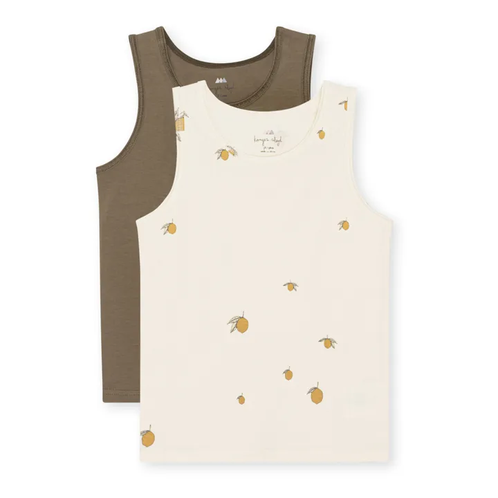 Organic Cotton Tank Tops - Set of 2 | Brown- Product image n°0