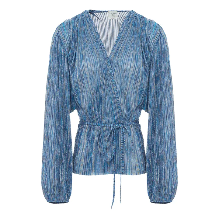 Blouse Croisée Métallisée | Bleu- Image produit n°0