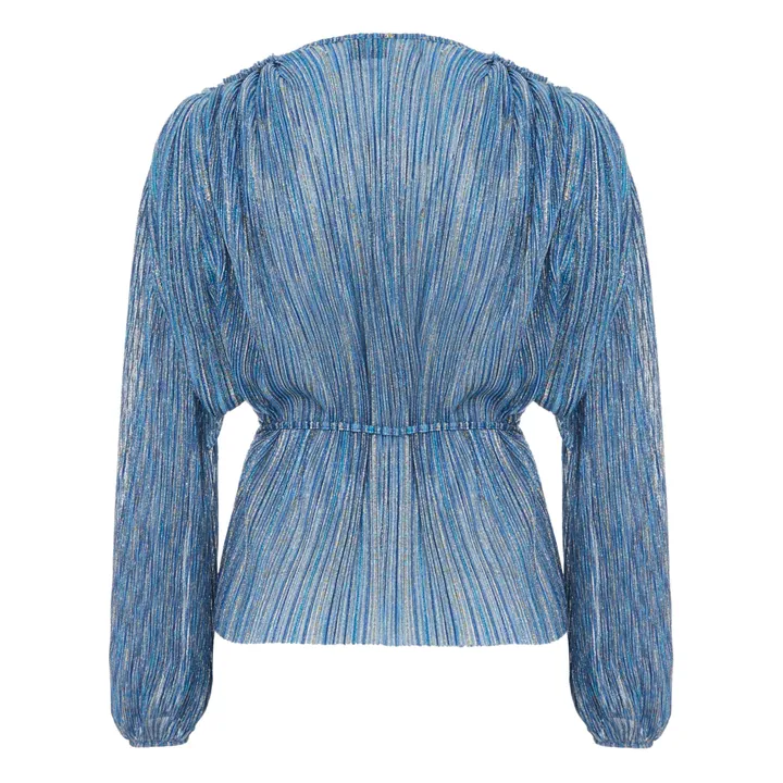 Blouse Croisée Métallisée | Bleu- Image produit n°4