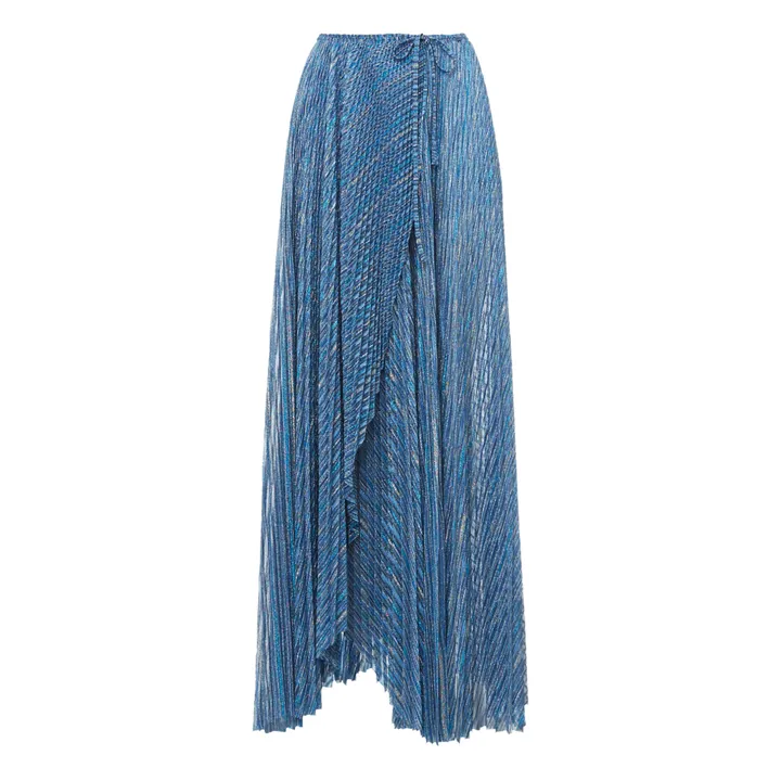 Jupe Portefeuille Métallisée | Bleu- Image produit n°0