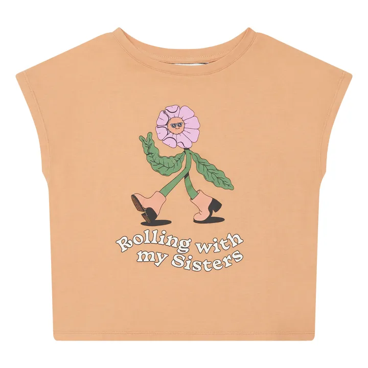 T-Shirt Flower Lauren Martin Bio-Baumwolle | Apricot- Produktbild Nr. 0
