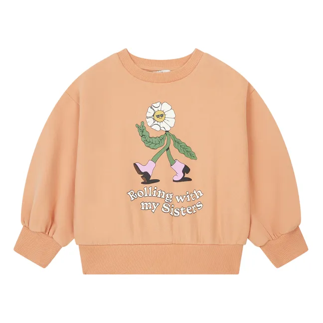 Sweatshirt Flower Lauren Martin Bio-Baumwolle | Apricot