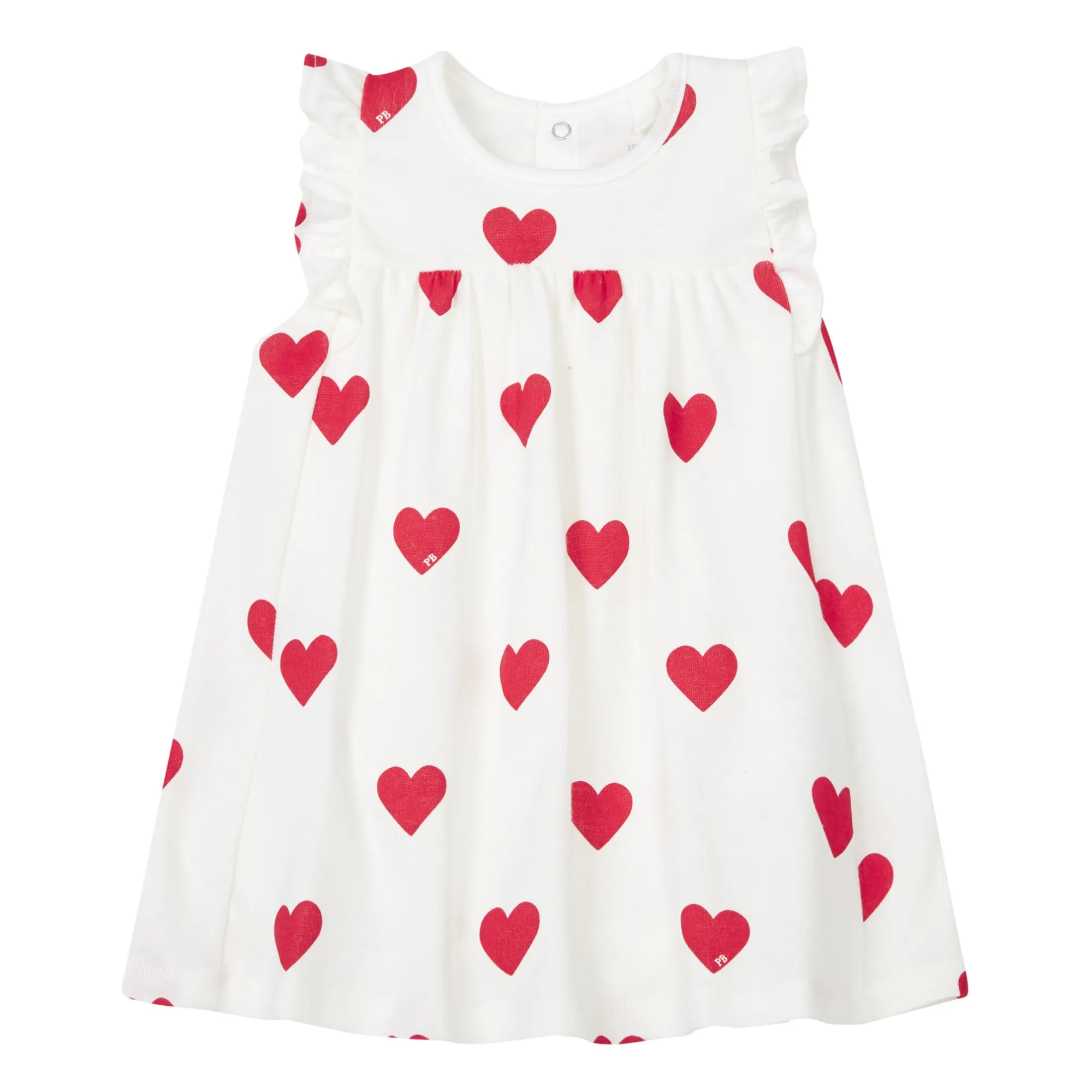 Petit Bateau Ecru Organic Cotton Print Bodysuit Dress