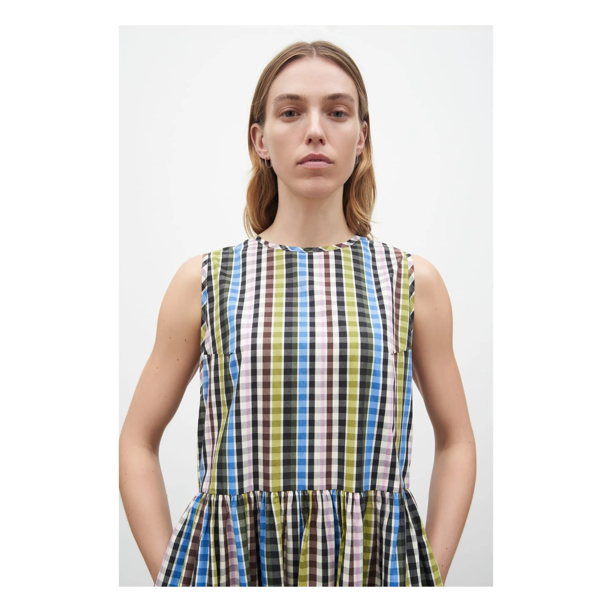 Kowtow - Charlie Organic Cotton Checked Dress - Green | Smallable