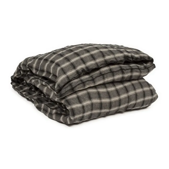 Housse de couette Highlands en lin lavé | Gris foncé