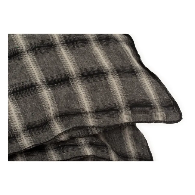 Housse de couette Highlands en lin lavé | Gris foncé