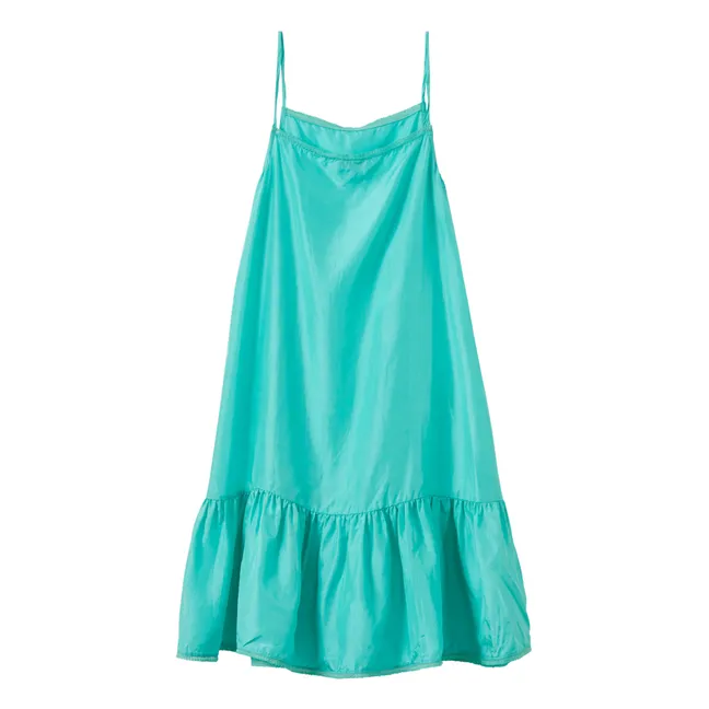 Robe à Bretelles Soie Grape | Bleu turquoise