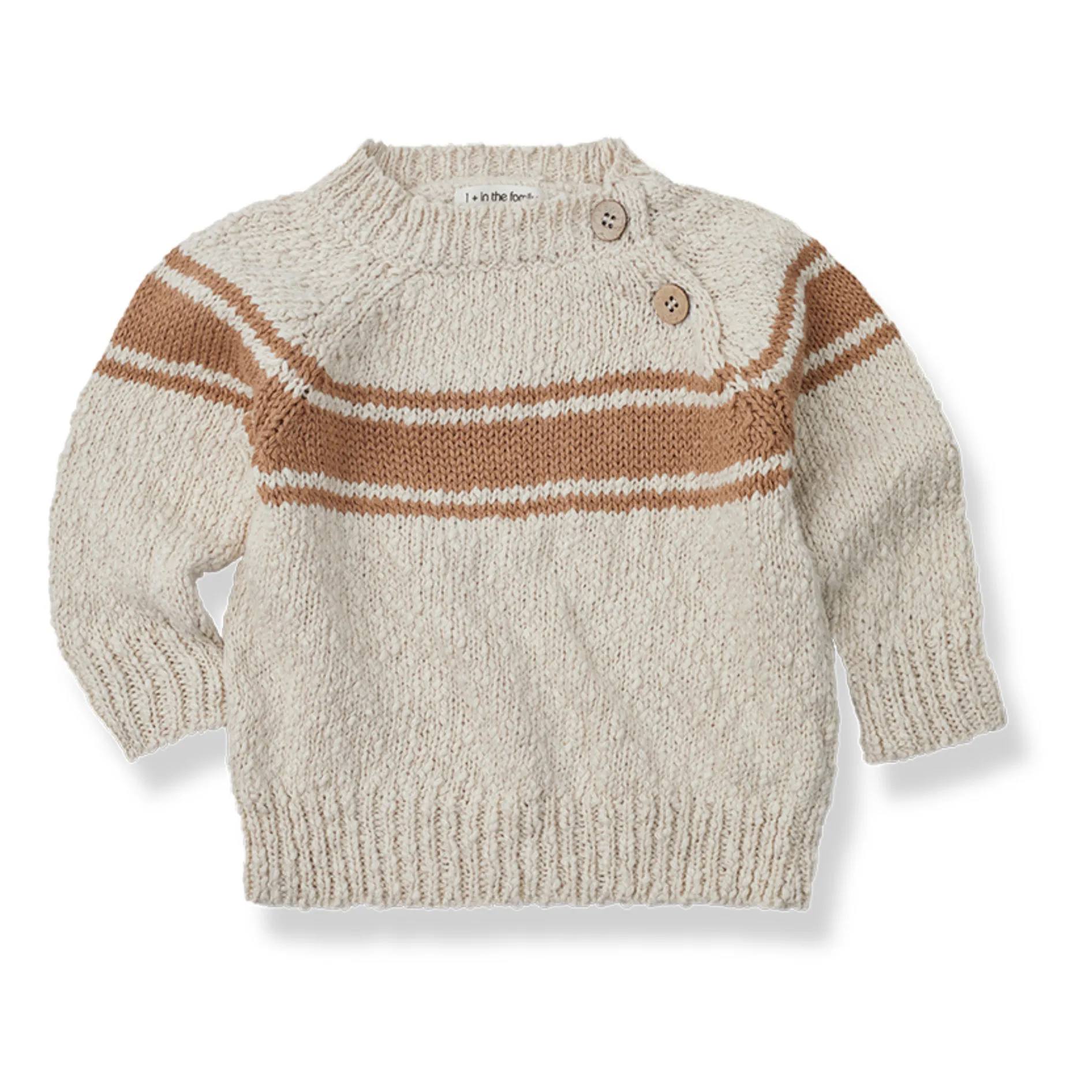 Petit Pull Vintage Femme Margules, Marron Et Blanc, Col Rond, Maille Côtelée, Taille S