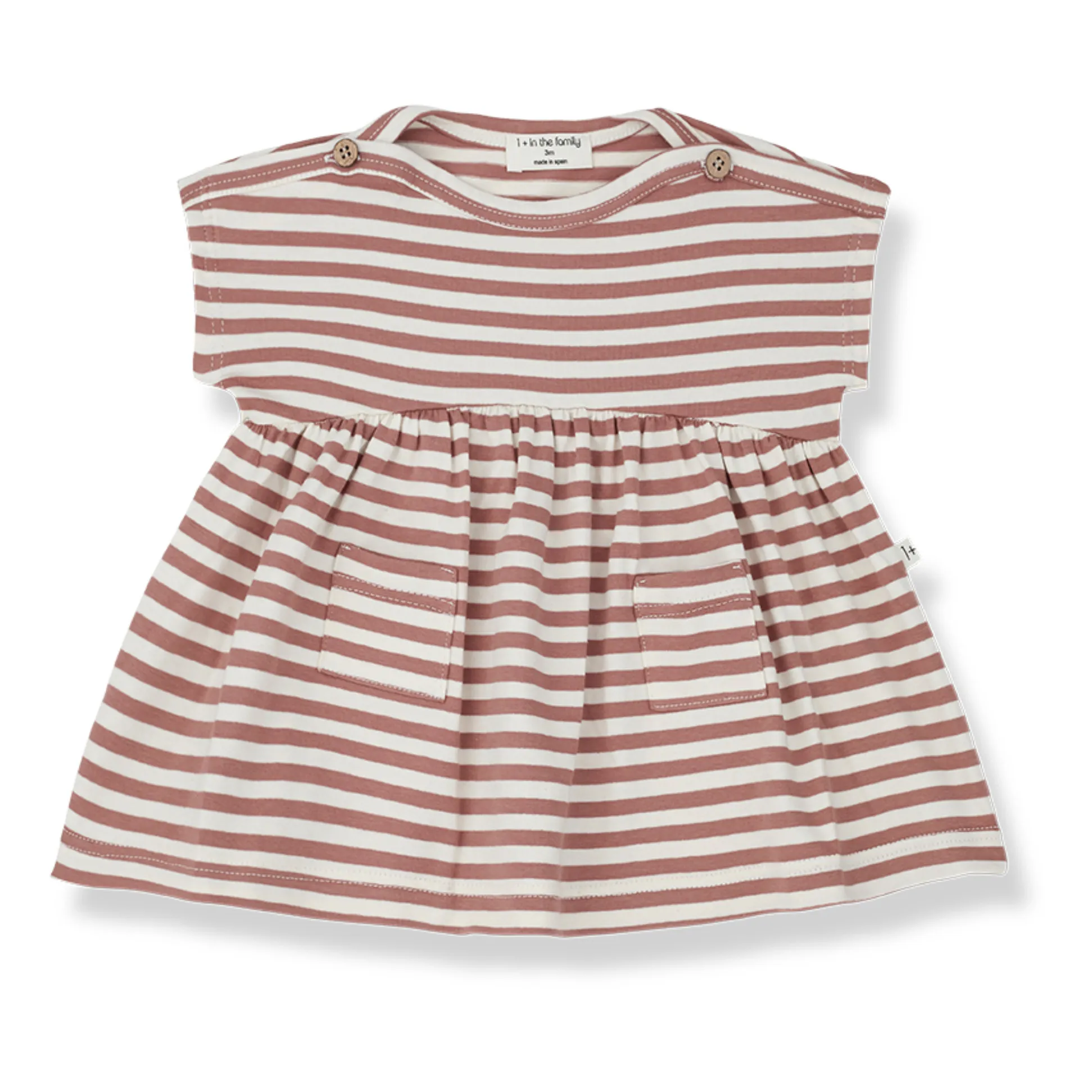 1+ In The Family Dusty Pink Lia Striped Short Sleeve Dress