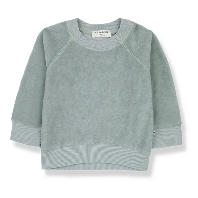 Terry Cloth Frill Sweatshirt | Grey blue