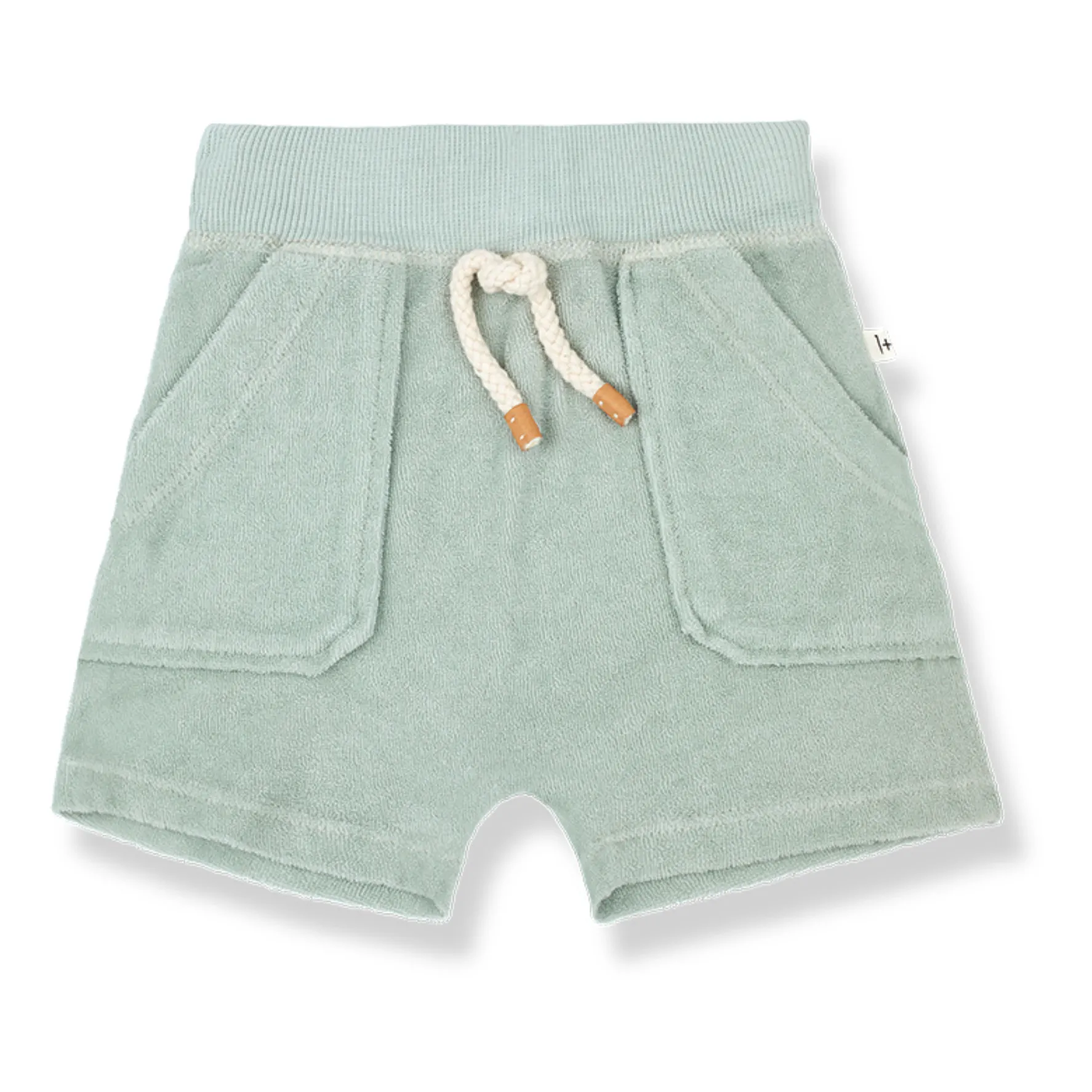 1+ In The Family Pale Green Sardine Terry Cloth Bermuda Shorts