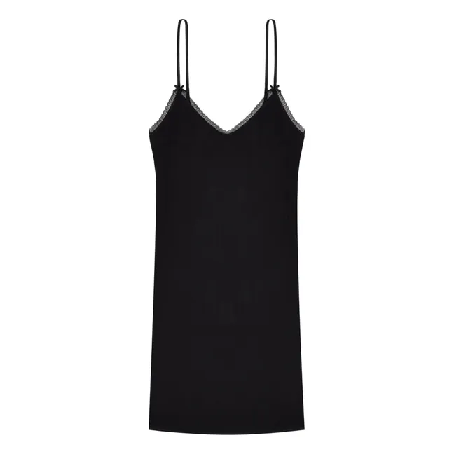 Pointelle Organic Cotton Cami Dress | Black