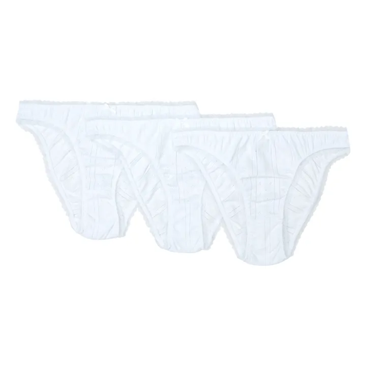 3er-Set Hohe Panties Spitze Bio-Baumwolle | Weiß- Produktbild Nr. 0