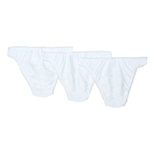 3er-Set Hohe Panties Spitze Bio-Baumwolle | Weiß
