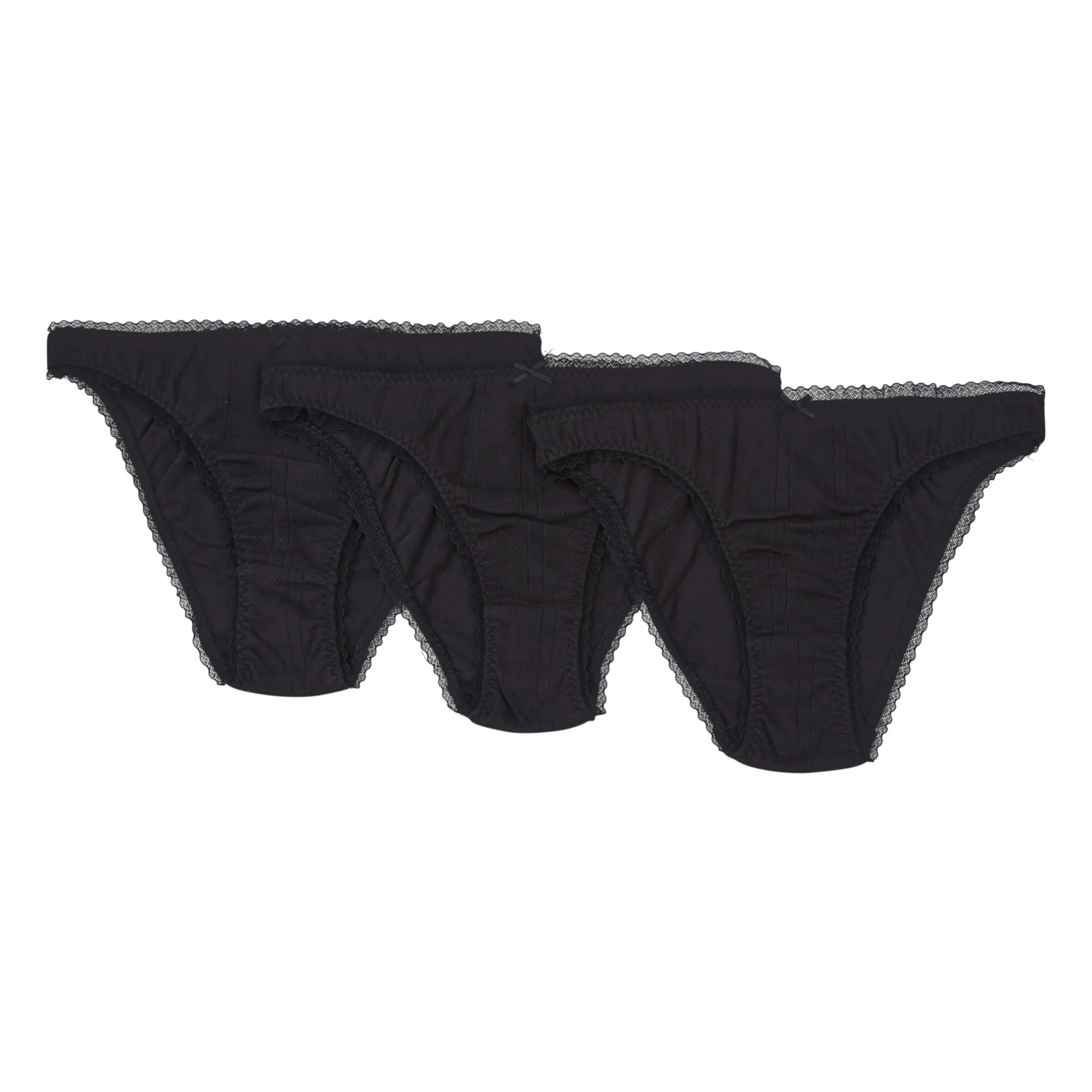 Cou Cou Intimates - Pack of 3 Pointelle Organic Cotton High Waist Briefs -  Black