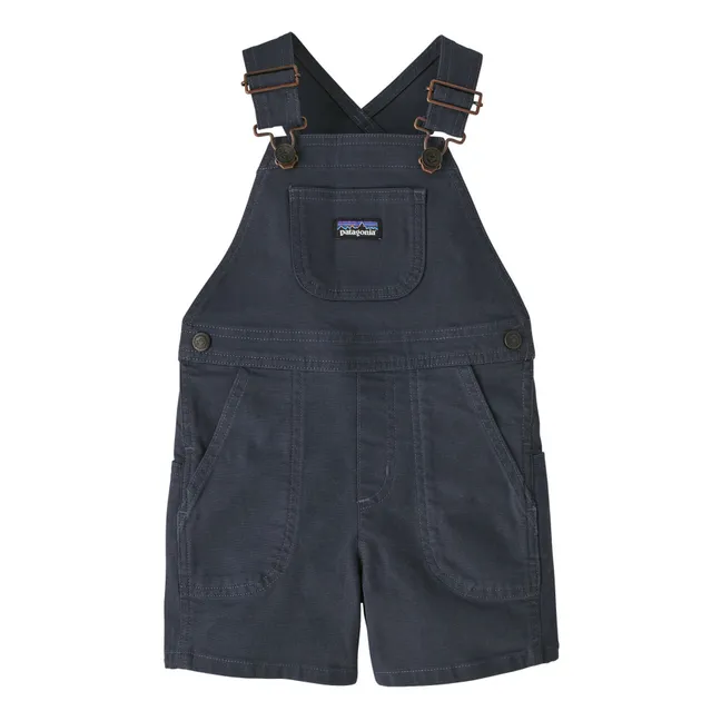 Stand Up Organic Cotton Pinafore Romper | Grey blue
