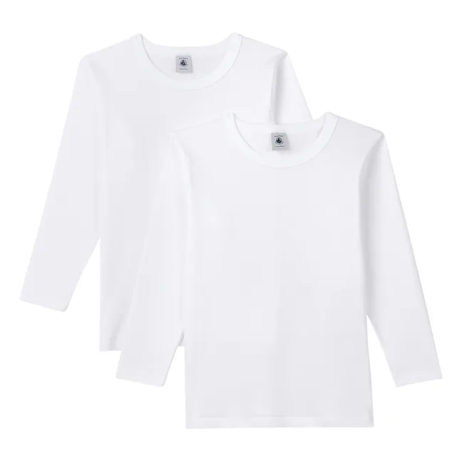 Set of 2 Organic Cotton Long-Sleeved T-Shirts | White