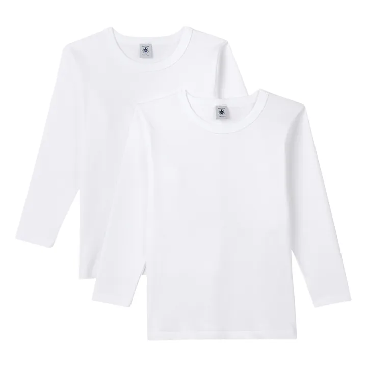 Set of 2 Organic Cotton Long-Sleeved T-Shirts | White- Product image n°0