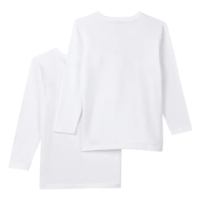 Set of 2 Organic Cotton Long-Sleeved T-Shirts | White