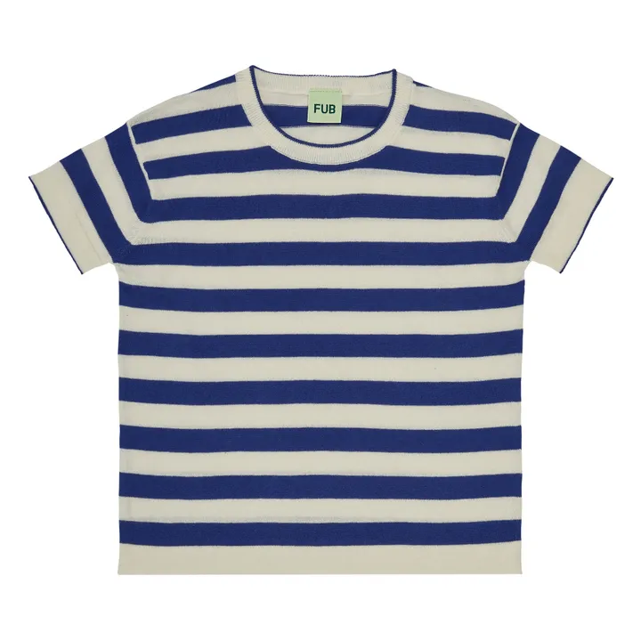Camiseta de manga corta a rayas de algodón orgánico | Azul Marino- Imagen del producto n°0
