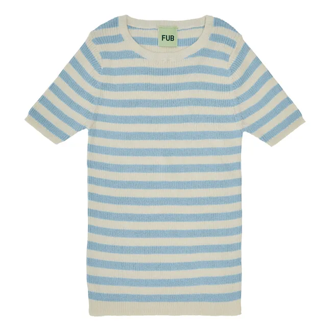 T-shirt Côtelé Coton Bio Rayé Coton Bio | Bleu Clair