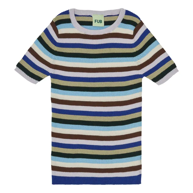T-shirt Côtelé Coton Bio Rayé Coton Bio | Bleu