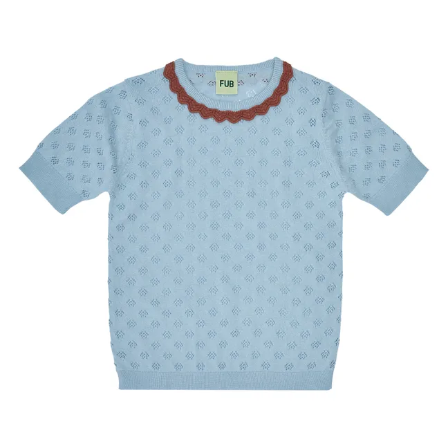 Pull Pointelle Coton Bio | Bleu Clair