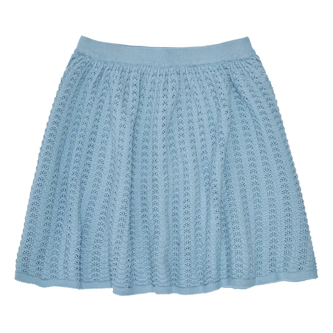 Jupe Pointelle Coton Bio | Bleu ciel