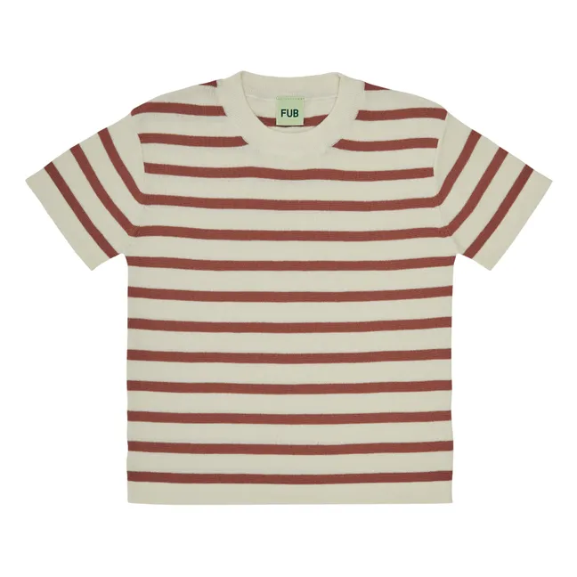 T-shirt Oversize Rayé Coton Bio | Terracotta