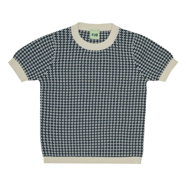 Camiseta de jacquard de algodón orgánico | Azul- Imagen del producto n°0