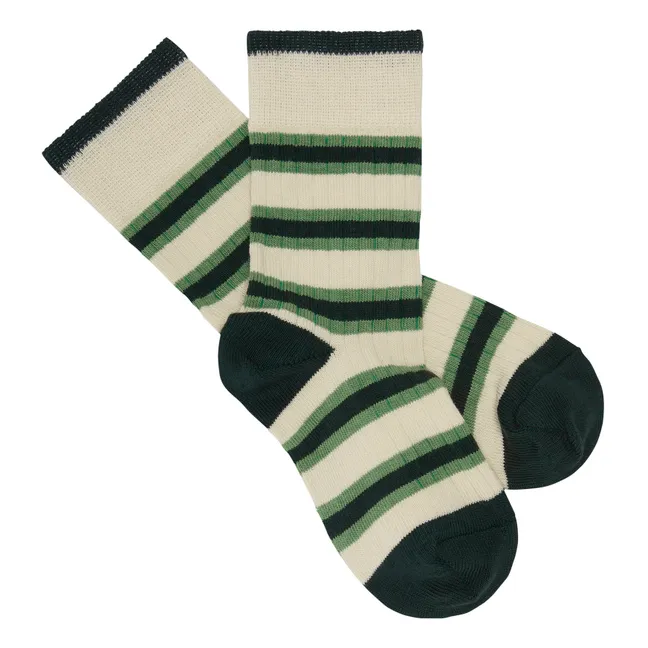 Striped Socks | Dark green